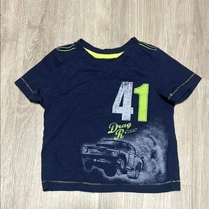 4/$20 Navy Blue Graphic T-Shirt with Car Design